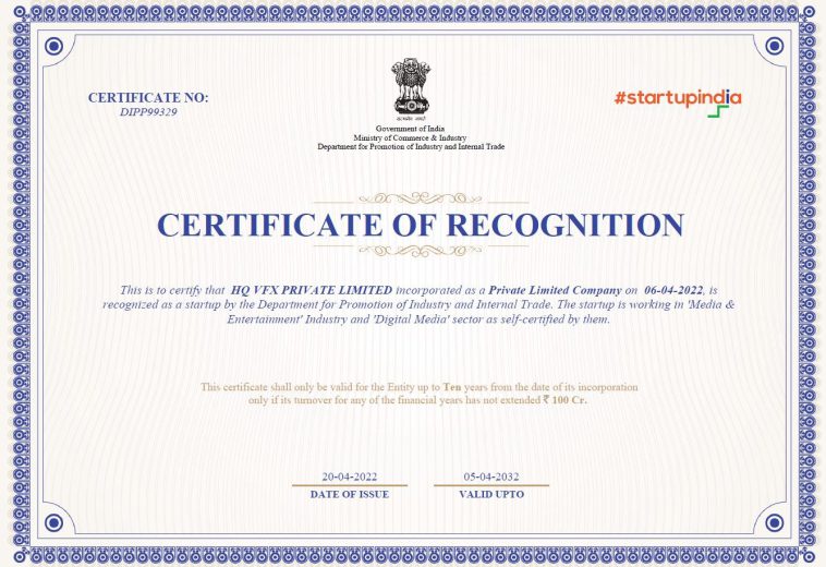 HQ VFX Recognized by Startup India Program: A Promising Start for the VFX Studio